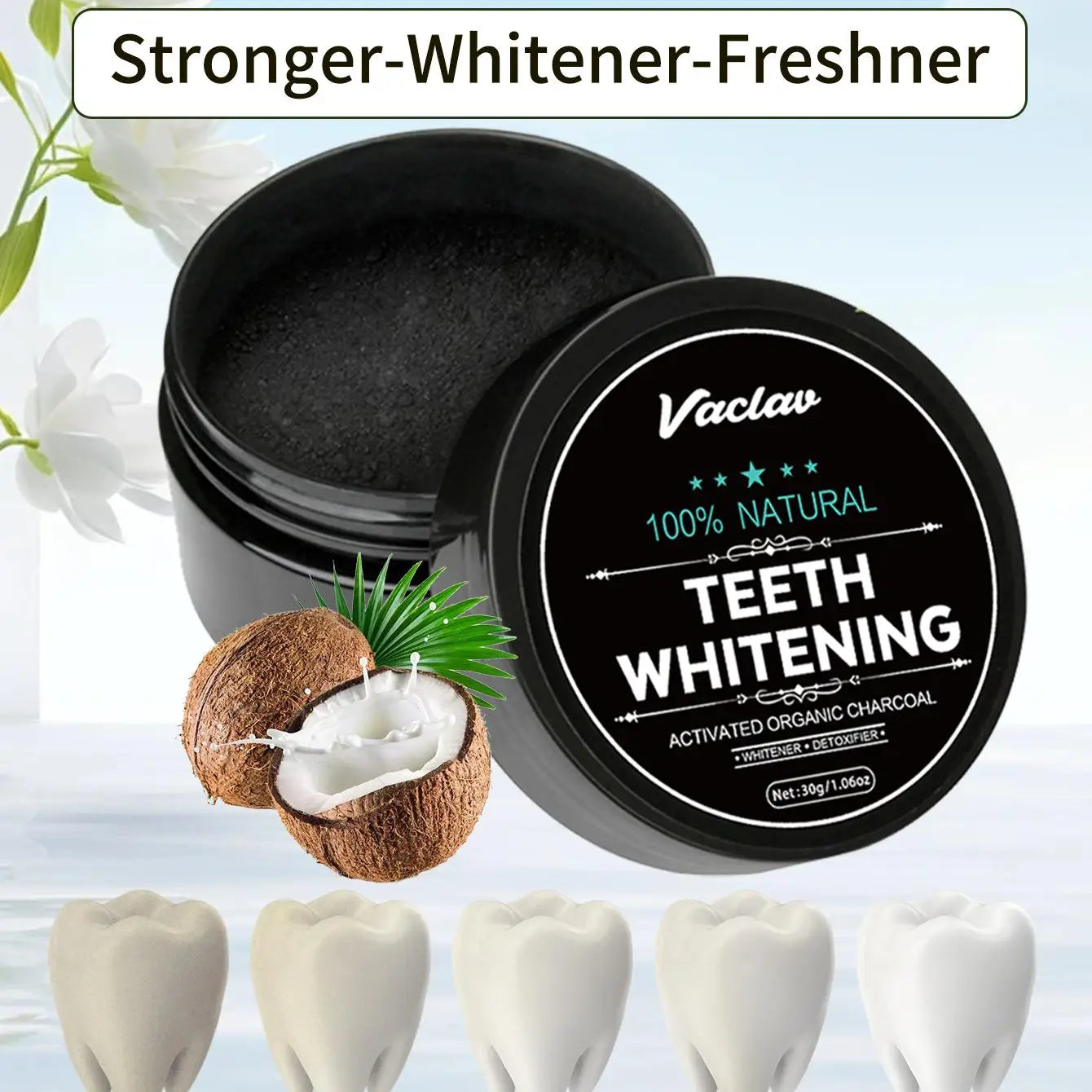 Vaclav Activated Charcoal Teeth Whitening Powder, 100% Natural Coconut Shell Activated Charcoal powder